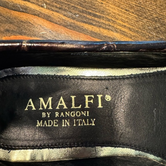 Amalfi by Rangoni Women's Loafers Size 7.5 Brown Embossed Patent Leather - Picture 3 of 12